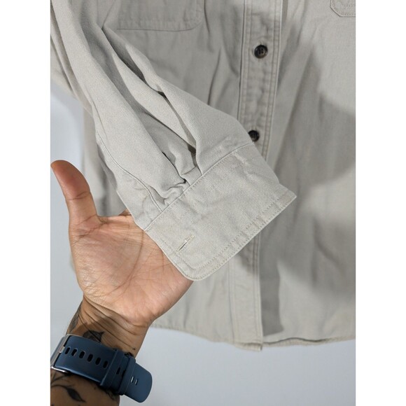 LL Bean Womens Beige Button Up Shacket Sz L Vintage Barncore Countryside Western - Picture 8 of 9